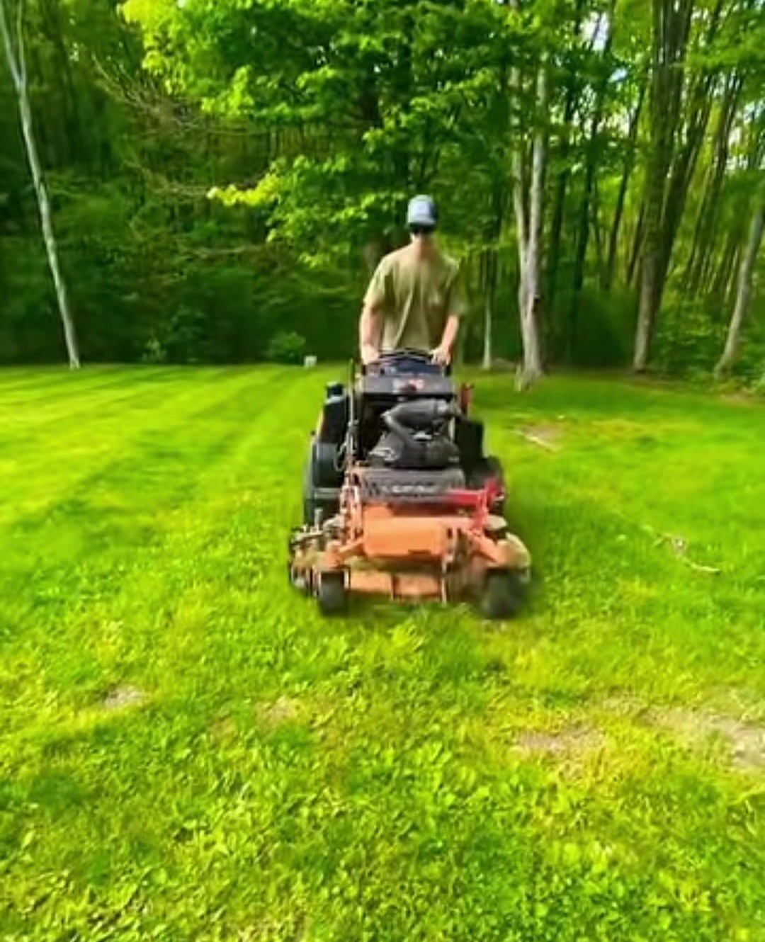 Mowing on a stand-on mower